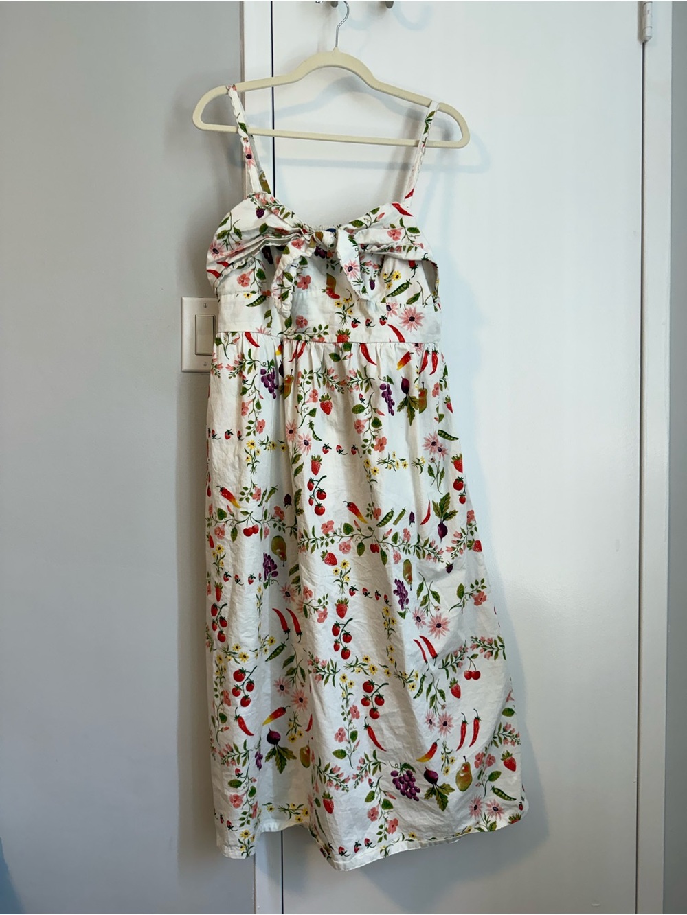 Old Navy White Floral & Fruit Print Tie-Front Sundress
